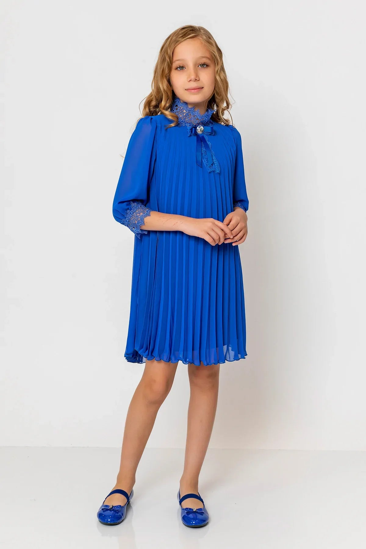 InCity Kids Girls Ribbon Neck Pleated Dress InCity Boys & Girls