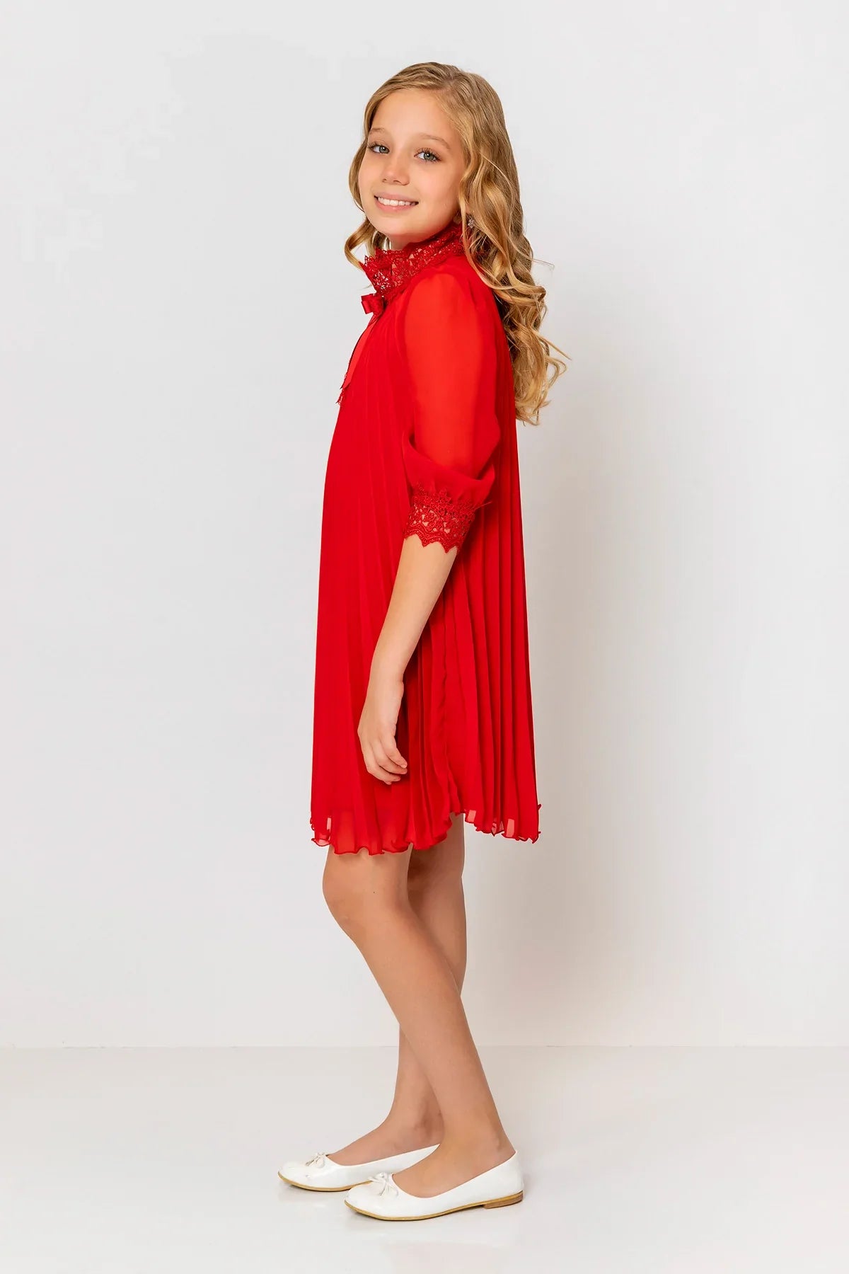 InCity Kids Girls Ribbon Neck Pleated Dress InCity Boys & Girls