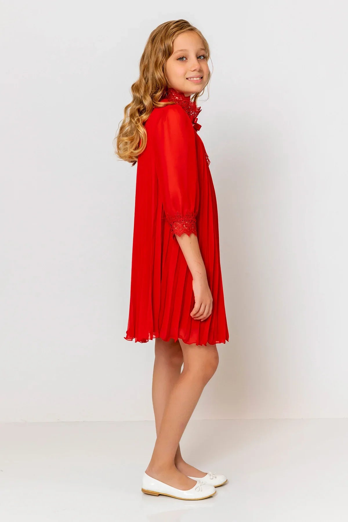 InCity Kids Girls Ribbon Neck Pleated Dress InCity Boys & Girls