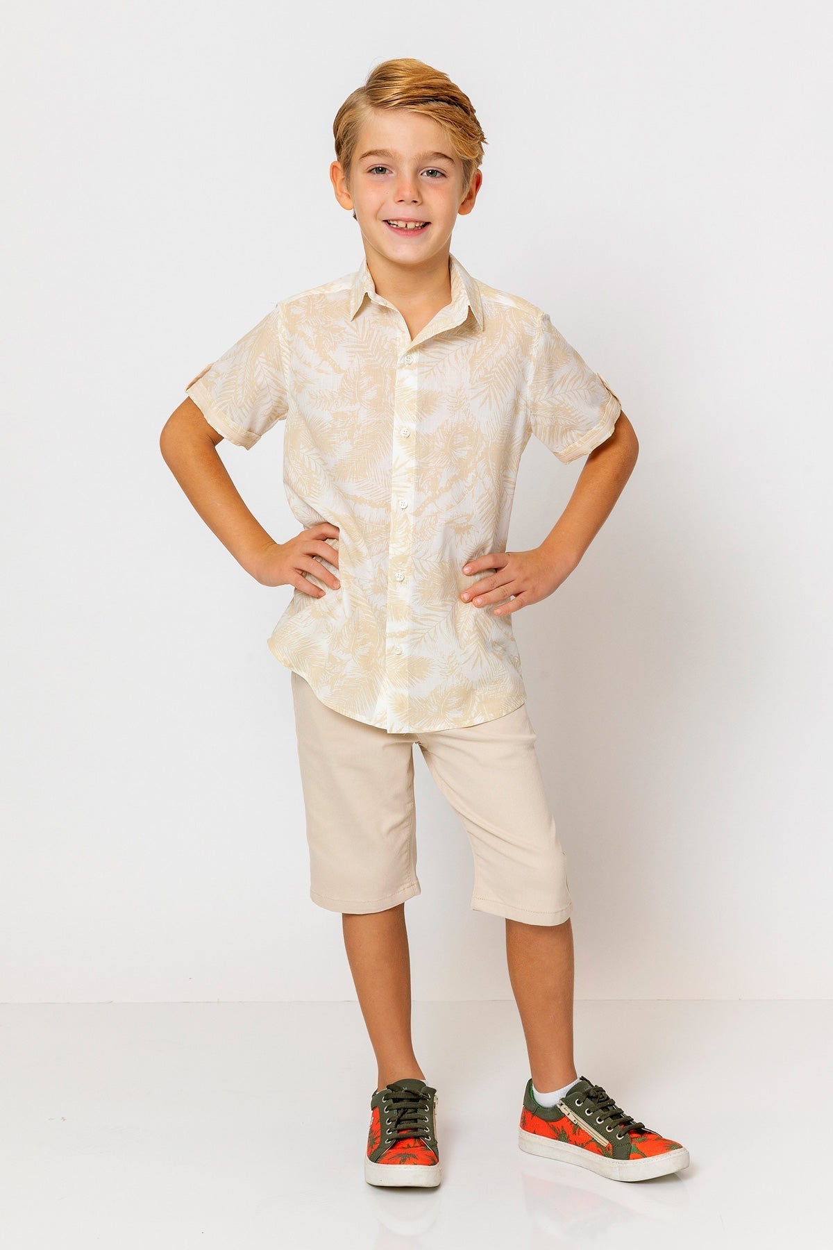 InCity Kids Boys Collared Short Sleeve Button Down Hawaiian Shirt InCity Boys & Girls