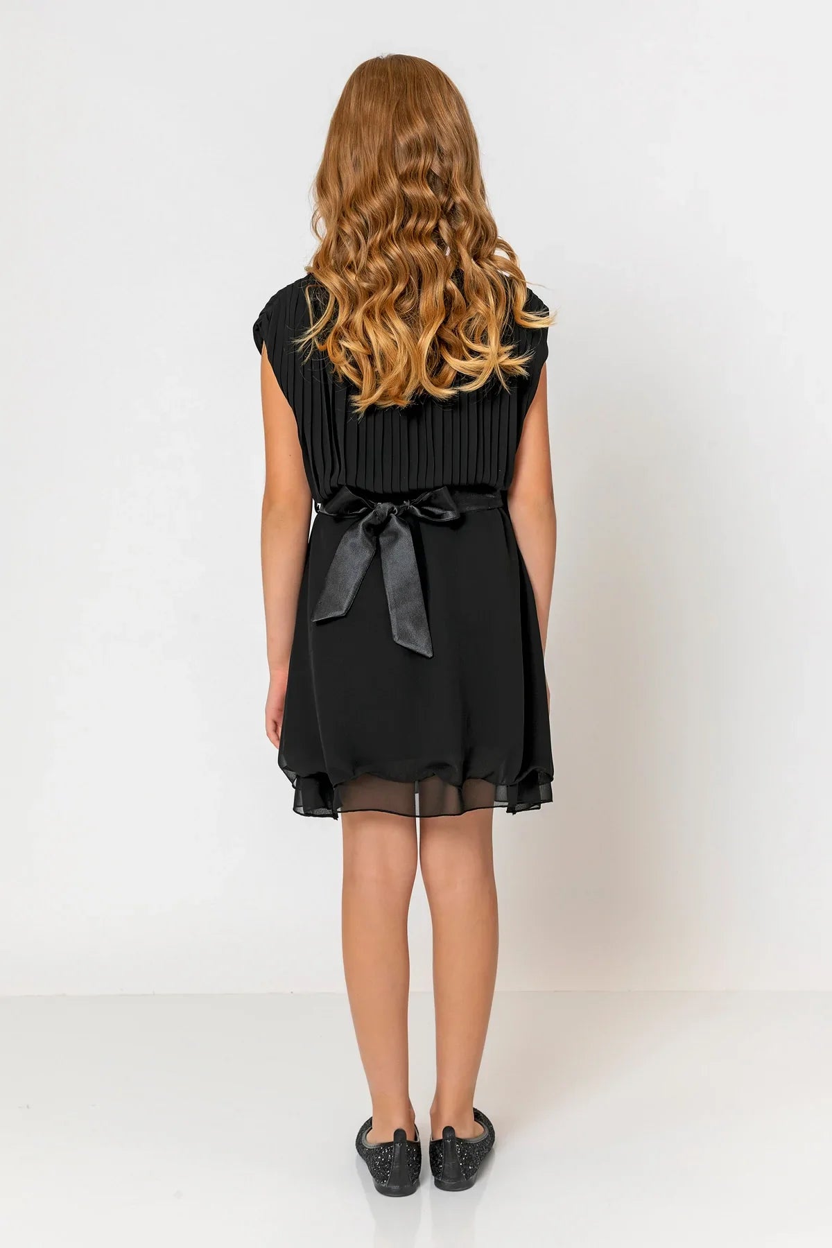 InCity Kids Girls Round Neck Belted Pleated Fashion Dress InCity Boys & Girls