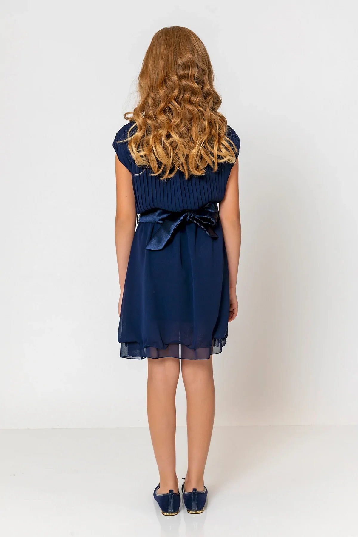 InCity Kids Girls Round Neck Belted Pleated Fashion Dress InCity Boys & Girls