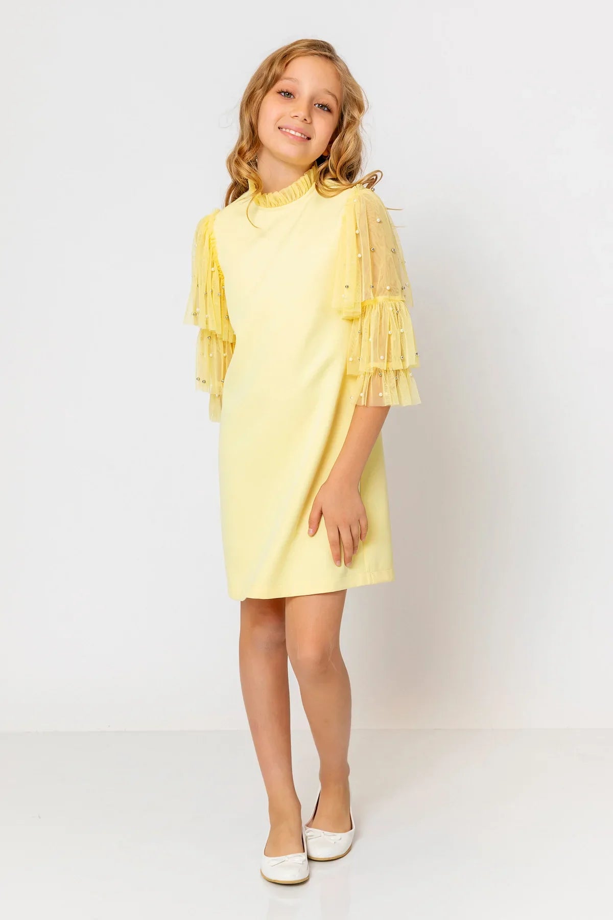 InCity Kids Girls Ruffled Transparent Sleeve Fashion Dress InCity Boys & Girls