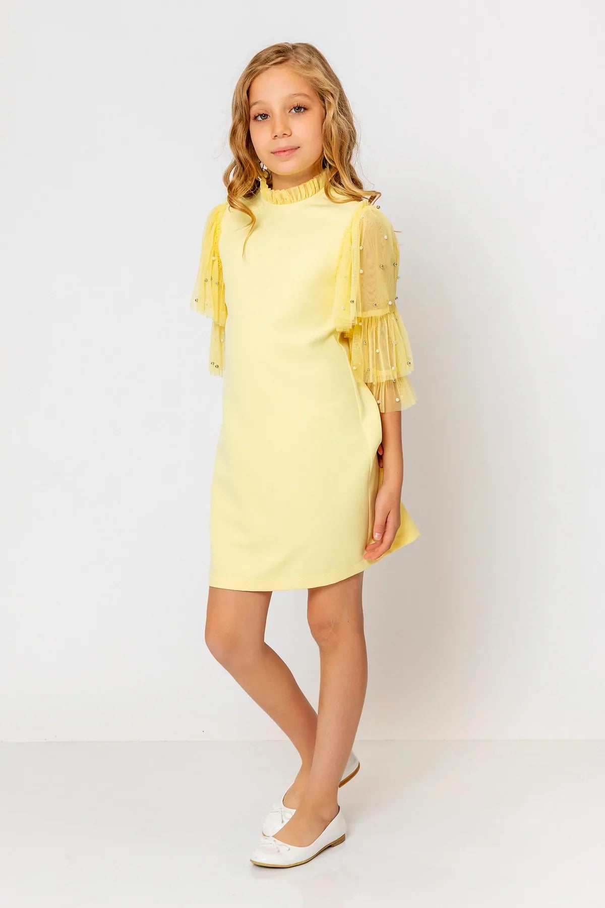 InCity Kids Girls Ruffled Transparent Sleeve Fashion Dress InCity Boys & Girls