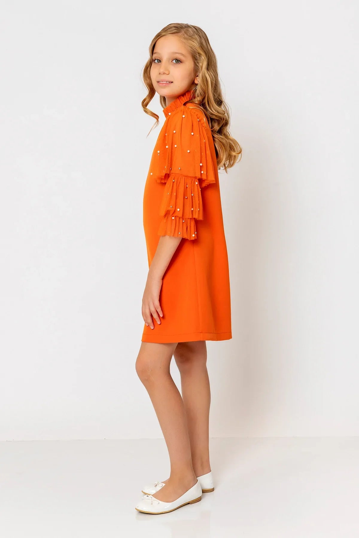 InCity Kids Girls Ruffled Transparent Sleeve Fashion Dress InCity Boys & Girls