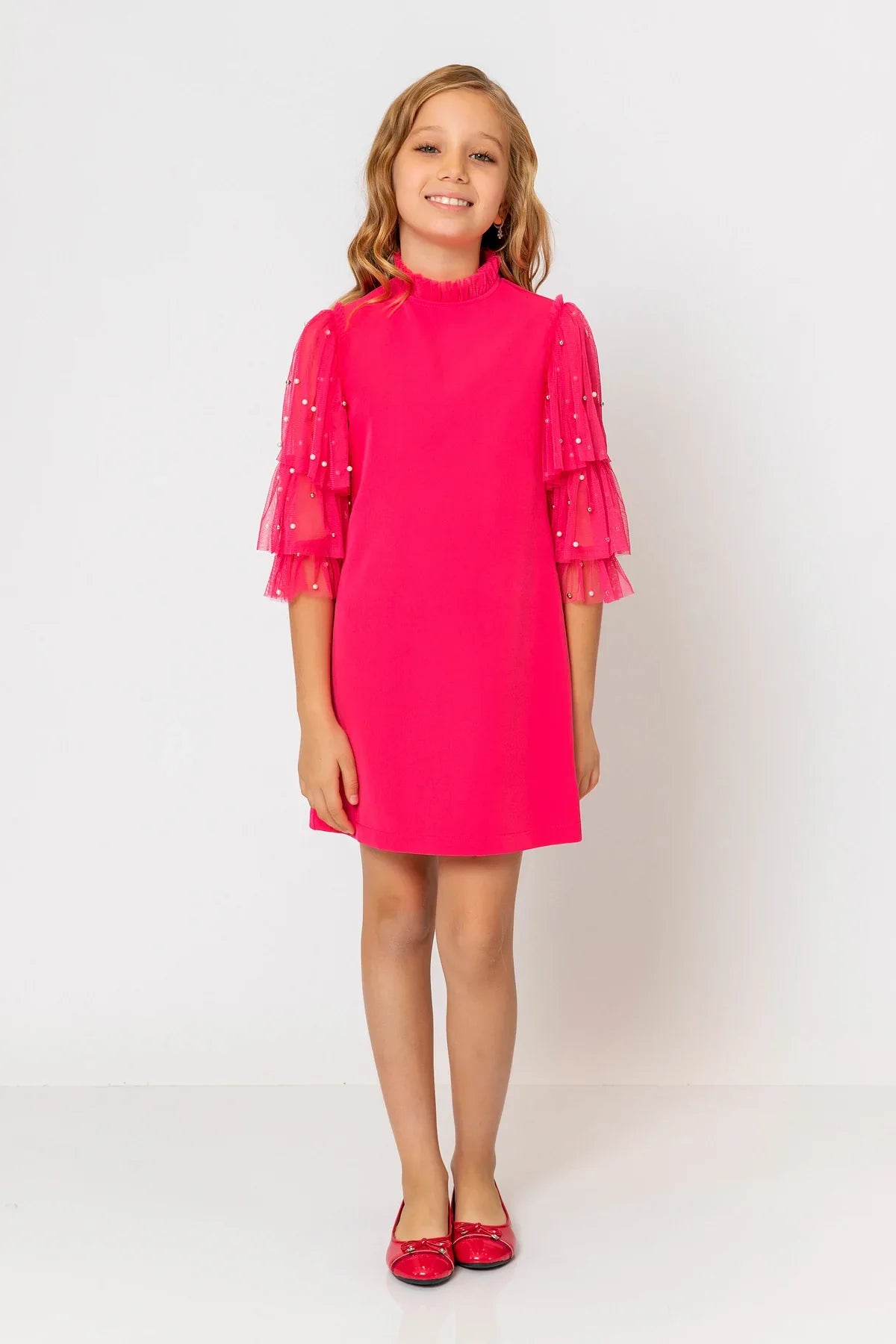 InCity Kids Girls Ruffled Transparent Sleeve Fashion Dress InCity Boys & Girls