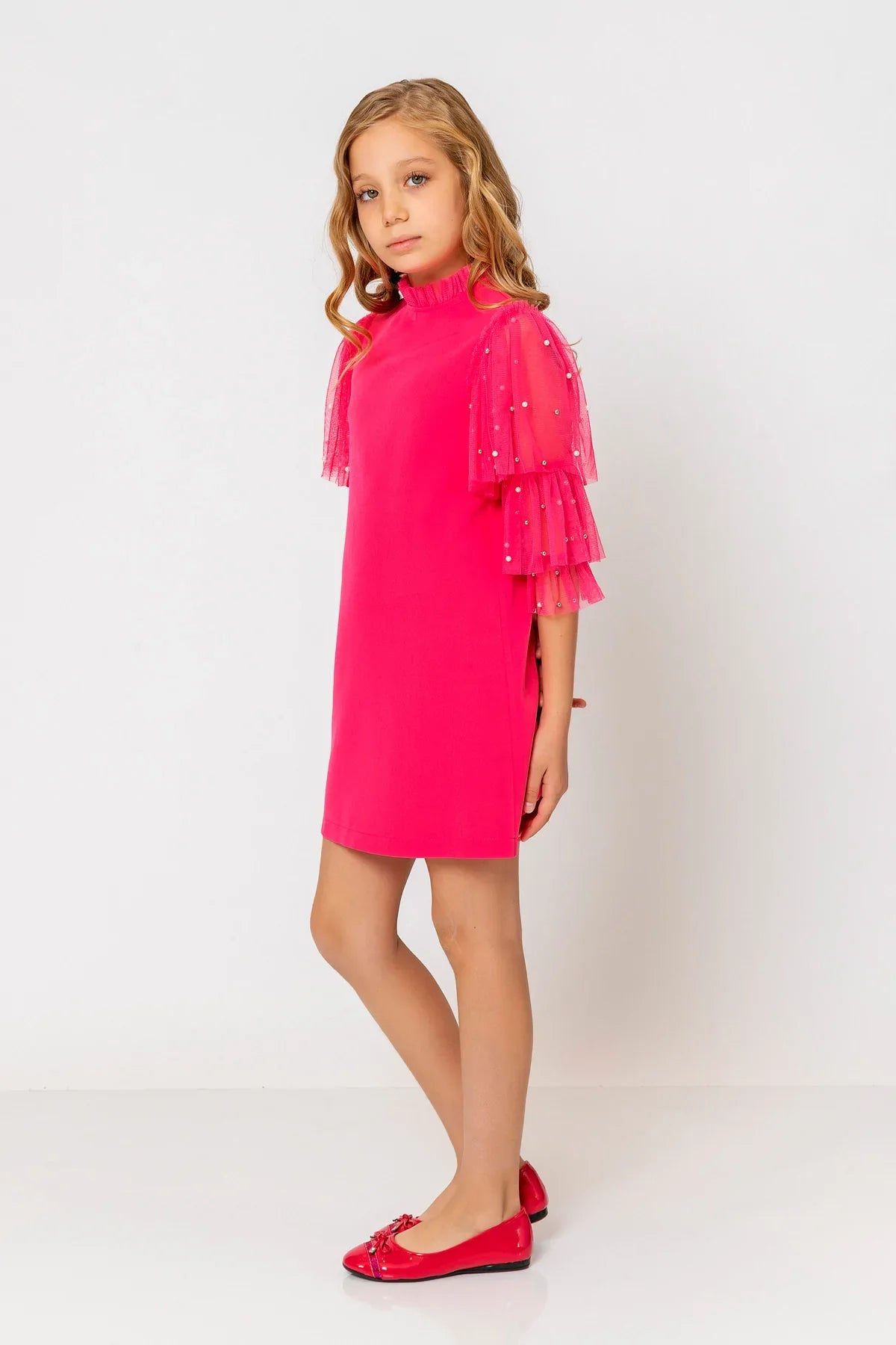 InCity Kids Girls Ruffled Transparent Sleeve Fashion Dress InCity Boys & Girls