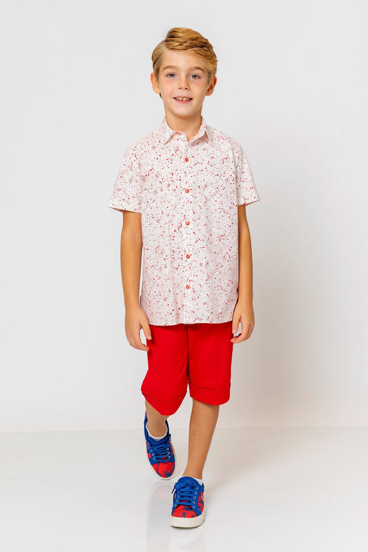 InCity Kids Boys Collared Short Sleeve Printed Button-Down Shirt InCity Boys & Girls