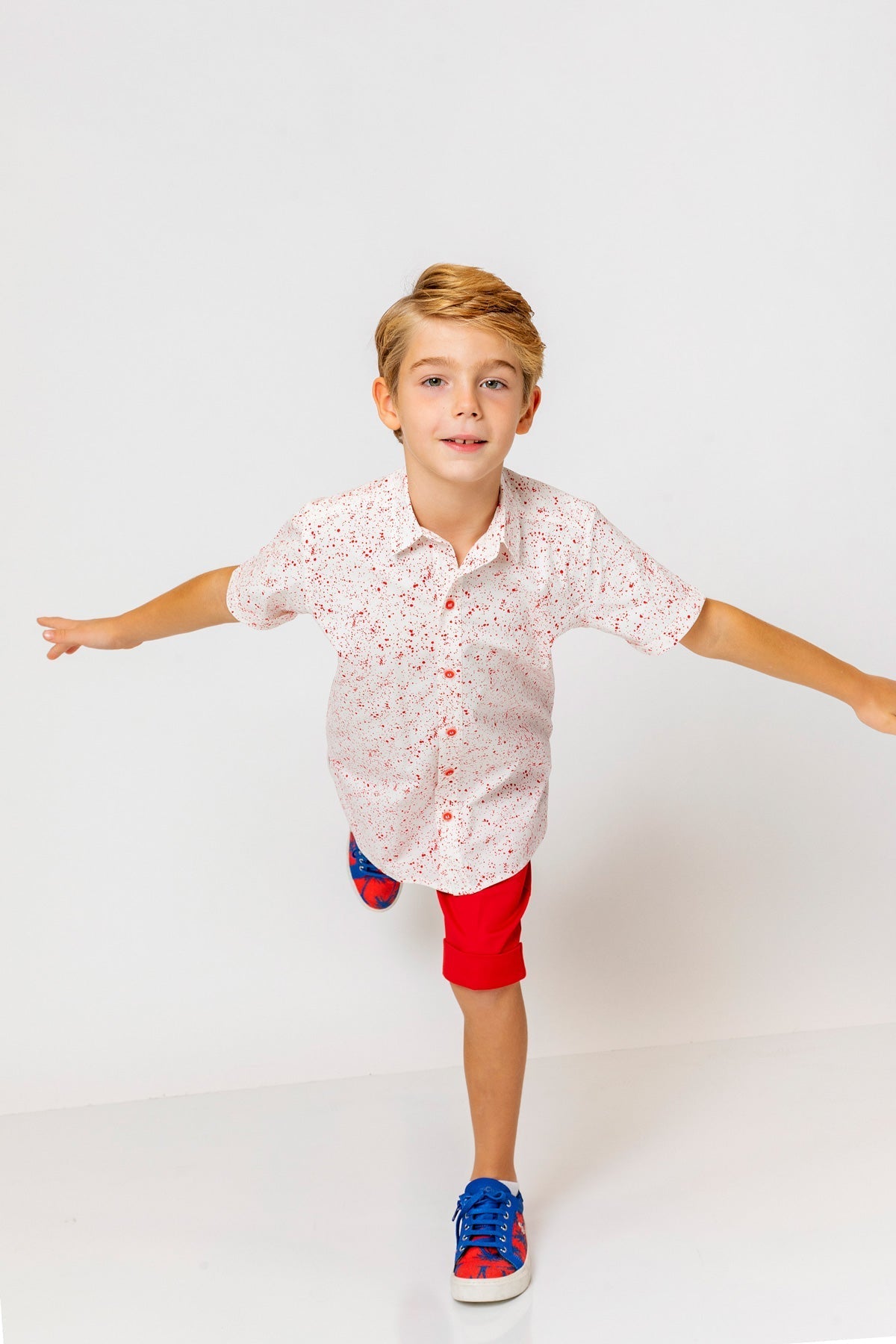 InCity Kids Boys Collared Short Sleeve Printed Button-Down Shirt InCity Boys & Girls