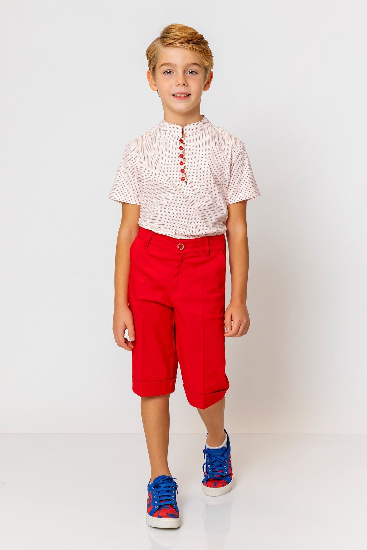 InCity Kids Boys Round Neck Short Sleeve Half Button Shirt InCity Boys & Girls