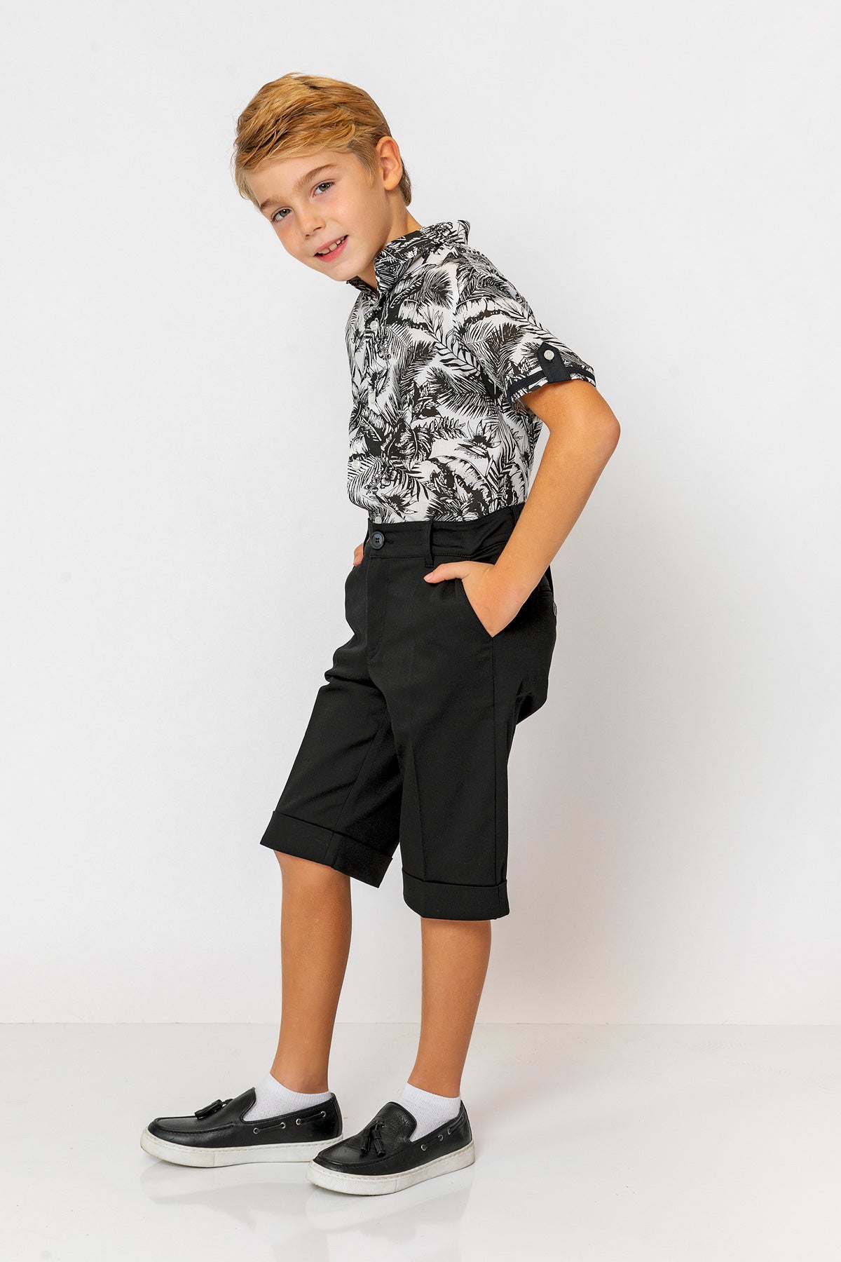 InCity Kids Boys Collared Short Sleeve Button Down Hawaiian Shirt InCity Boys & Girls