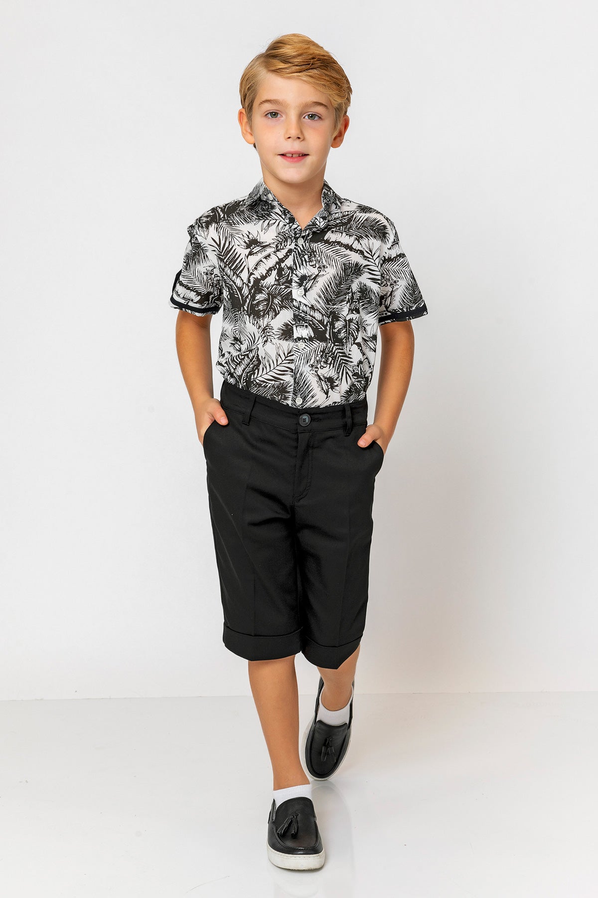 InCity Kids Boys Collared Short Sleeve Button Down Hawaiian Shirt InCity Boys & Girls