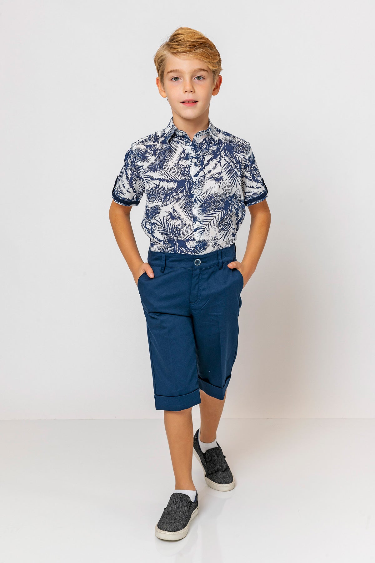 InCity Kids Boys Collared Short Sleeve Button Down Hawaiian Shirt InCity Boys & Girls