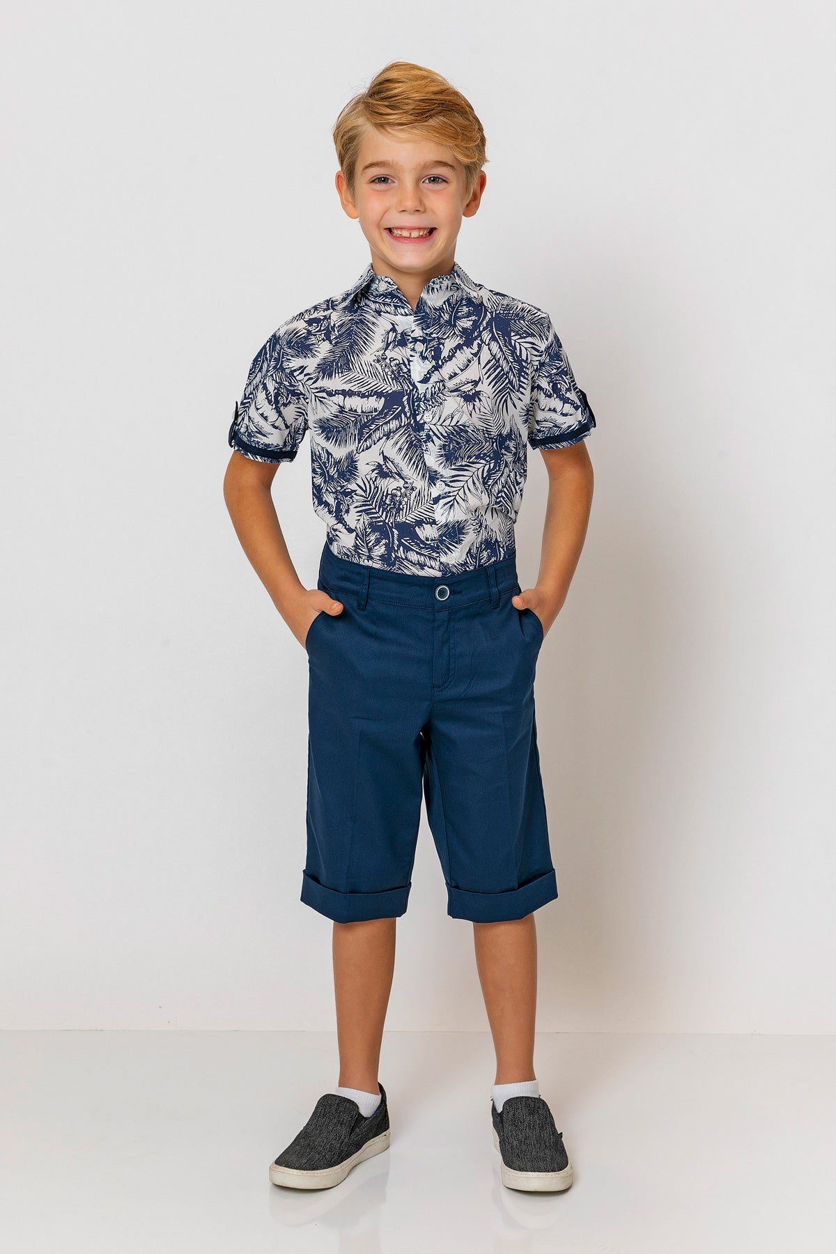 InCity Kids Boys Collared Short Sleeve Button Down Hawaiian Shirt InCity Boys & Girls