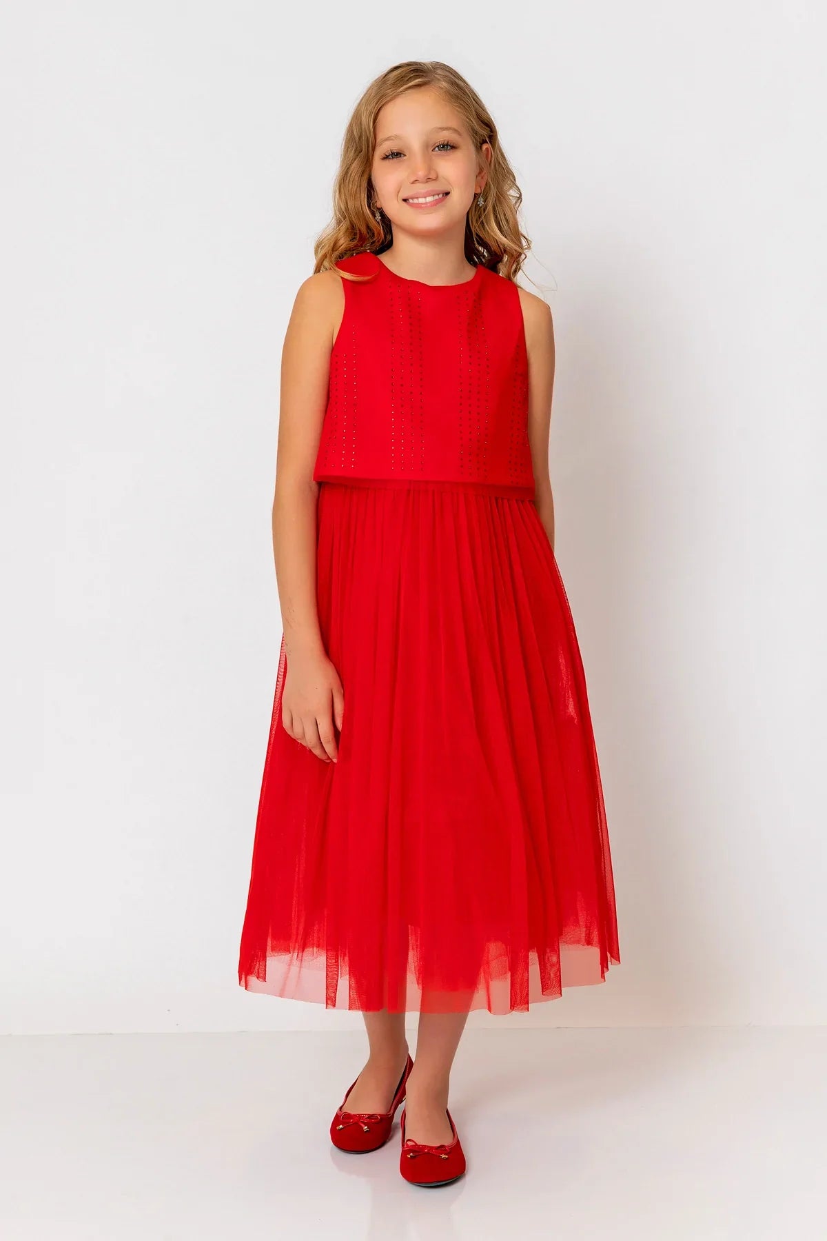 InCity Kids Girls Sleeveless Diamond Tulle Bridesmaid Dress InCity Boys & Girls