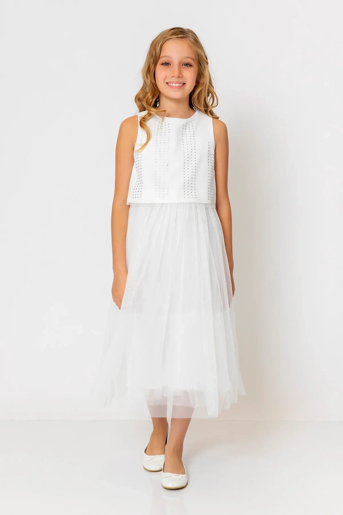 InCity Kids Girls Sleeveless Diamond Tulle Bridesmaid Dress InCity Boys & Girls