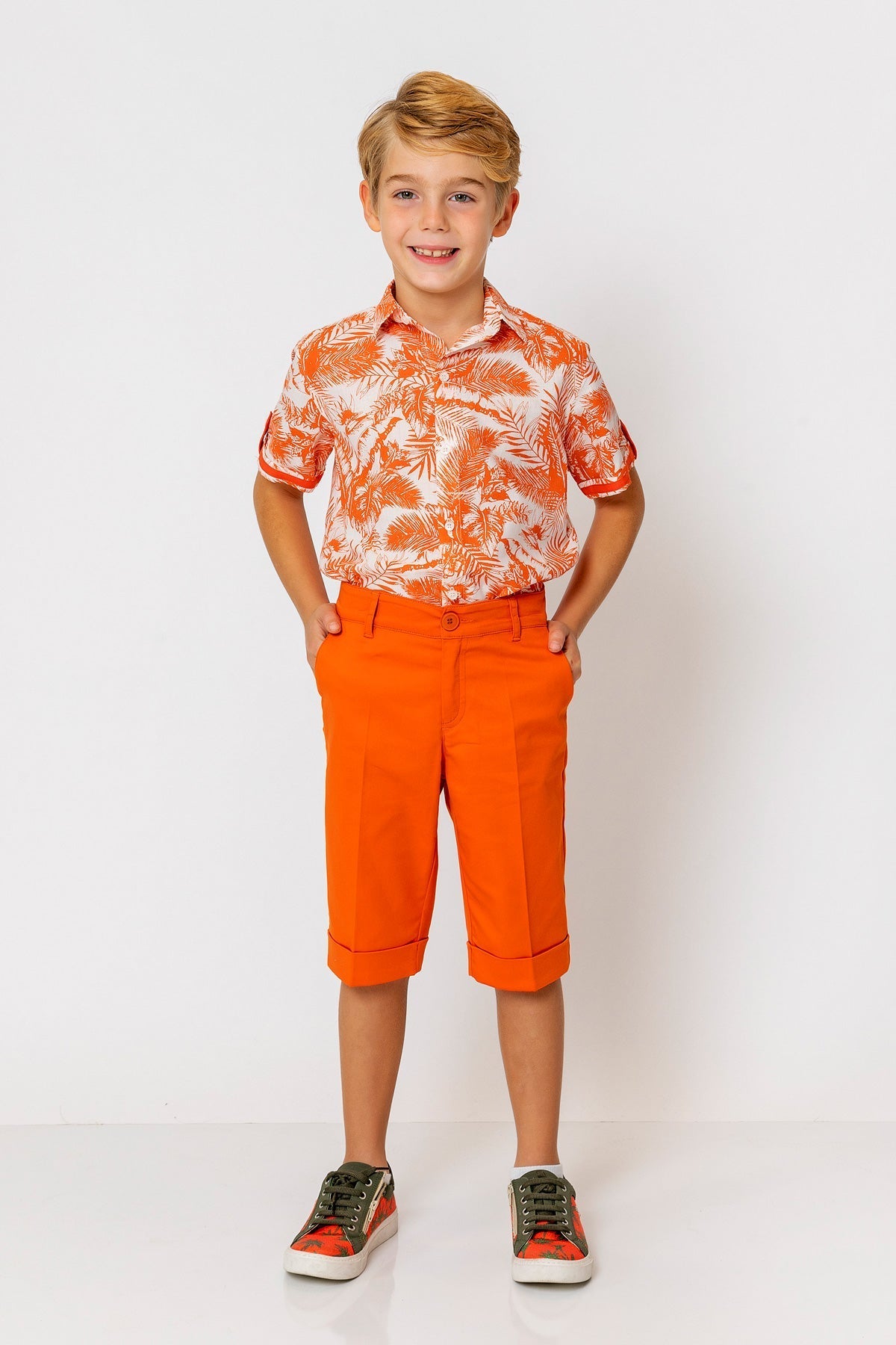 InCity Kids Boys Collared Short Sleeve Button Down Hawaiian Shirt InCity Boys & Girls