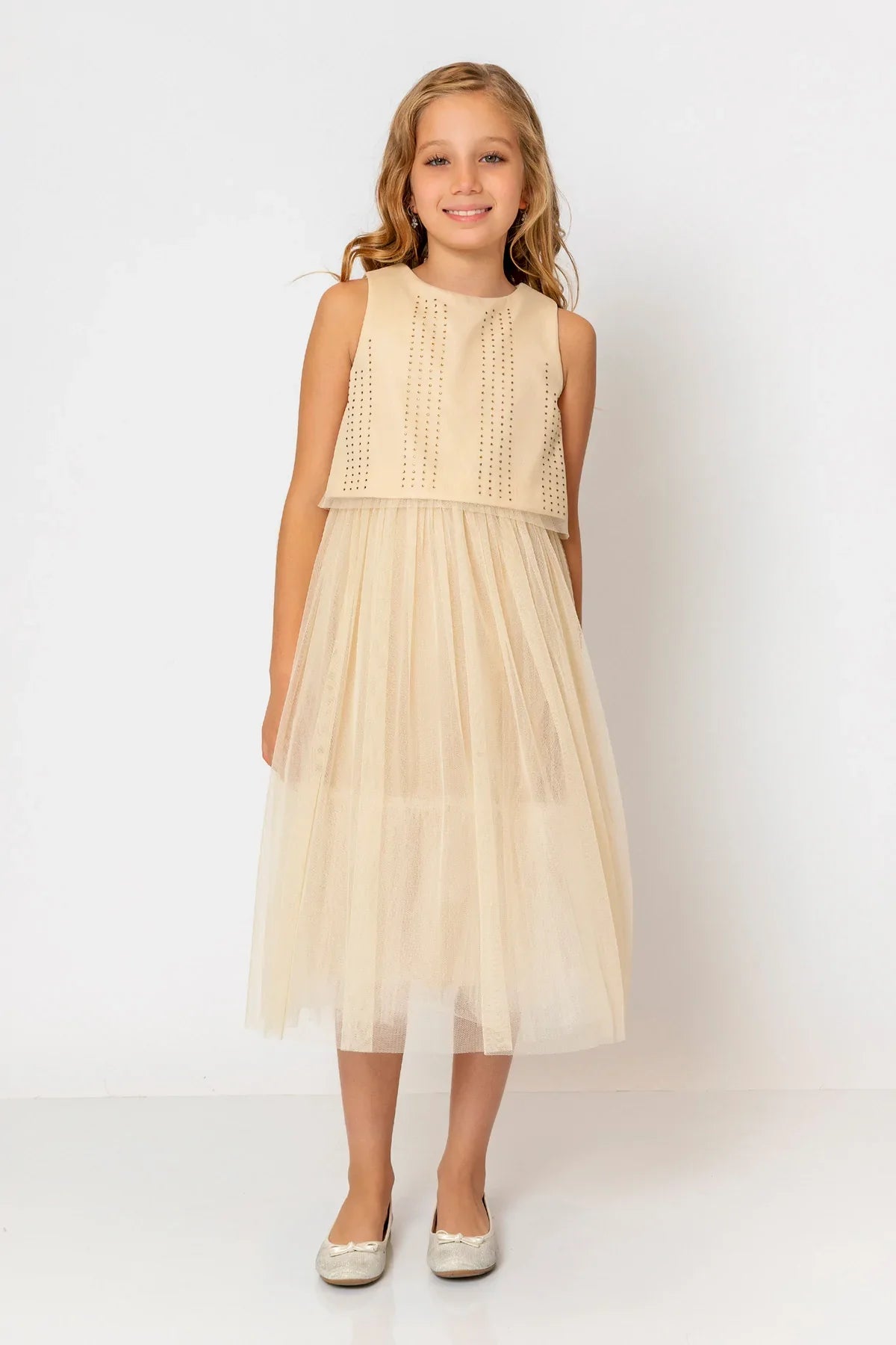 InCity Kids Girls Sleeveless Diamond Tulle Bridesmaid Dress InCity Boys & Girls