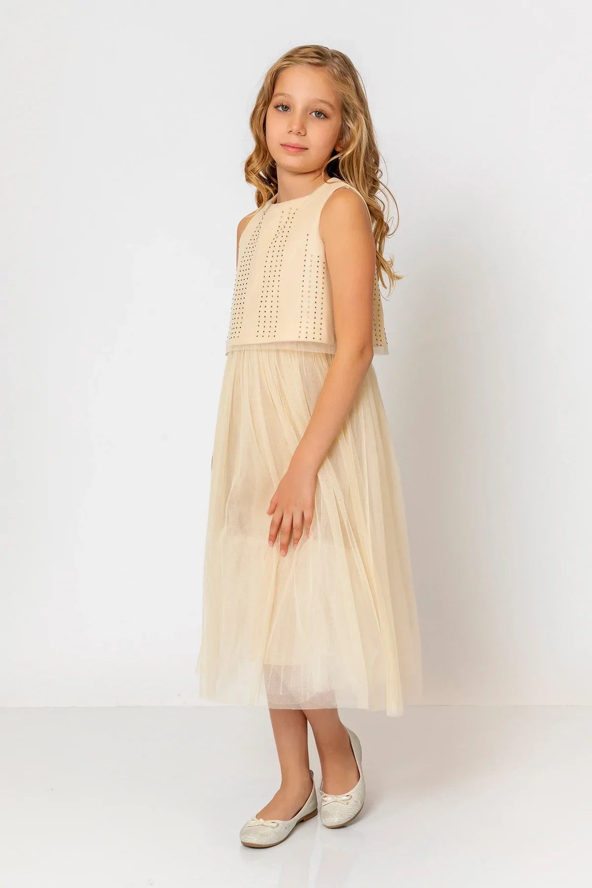 InCity Kids Girls Sleeveless Diamond Tulle Bridesmaid Dress InCity Boys & Girls
