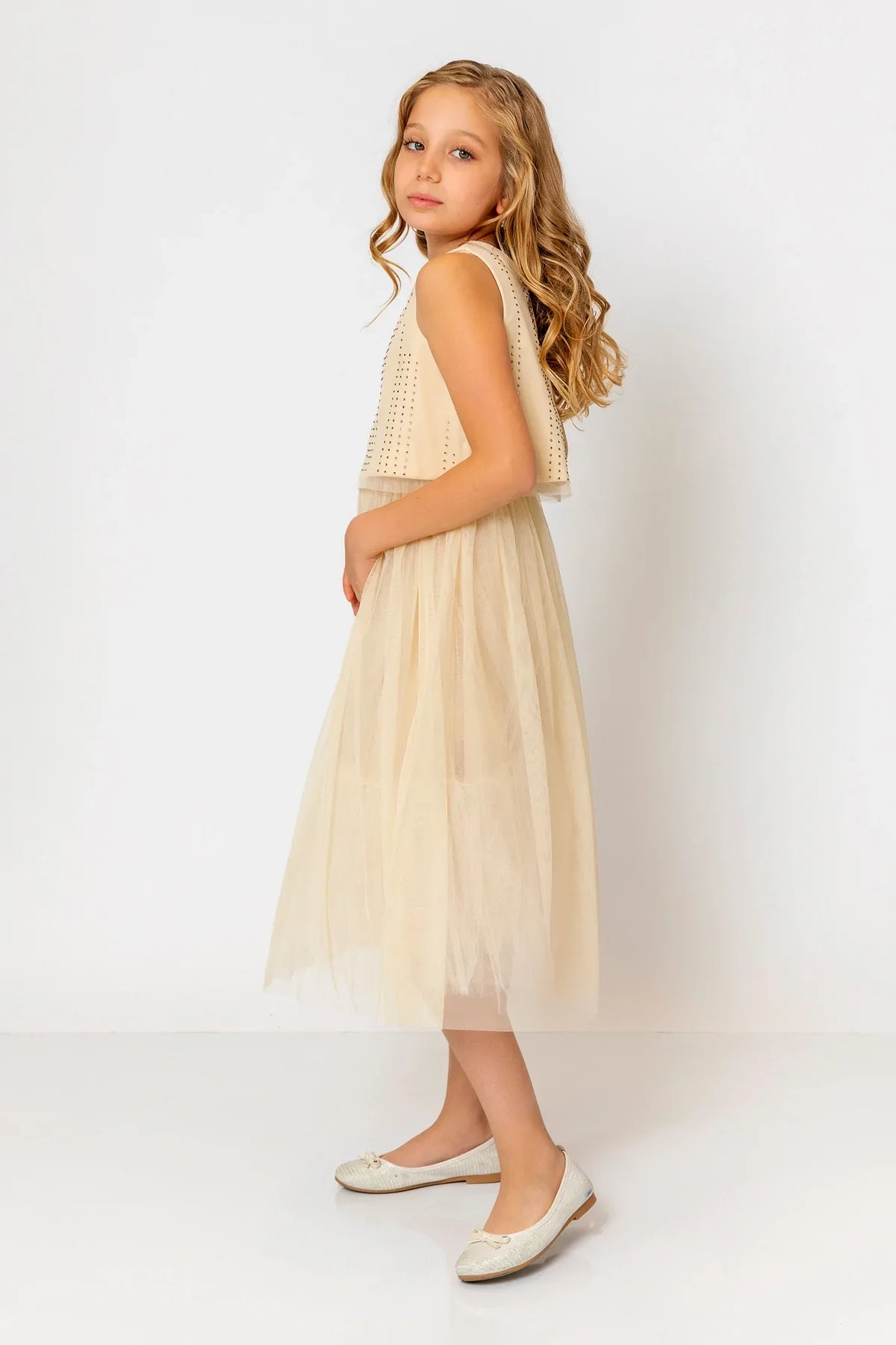 InCity Kids Girls Sleeveless Diamond Tulle Bridesmaid Dress InCity Boys & Girls