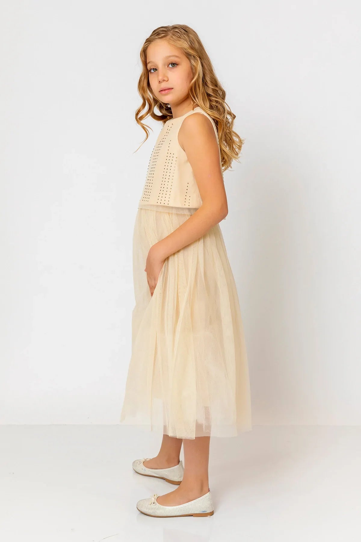 InCity Kids Girls Sleeveless Diamond Tulle Bridesmaid Dress InCity Boys & Girls