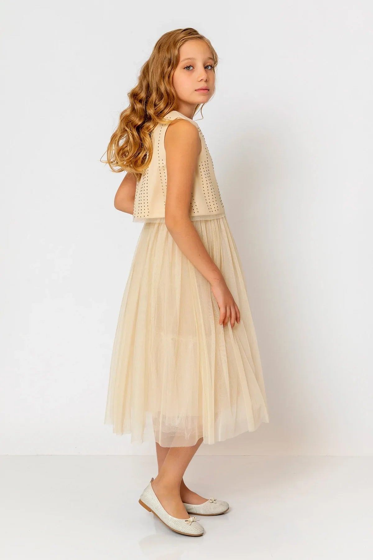 InCity Kids Girls Sleeveless Diamond Tulle Bridesmaid Dress InCity Boys & Girls