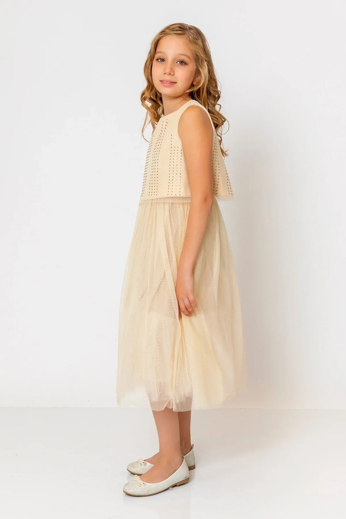 InCity Kids Girls Sleeveless Diamond Tulle Bridesmaid Dress InCity Boys & Girls