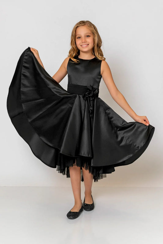 InCity Kids Girls Solid Round Neck Sleeveless Back Zipper Bridesmaid Dress InCity Boys & Girls