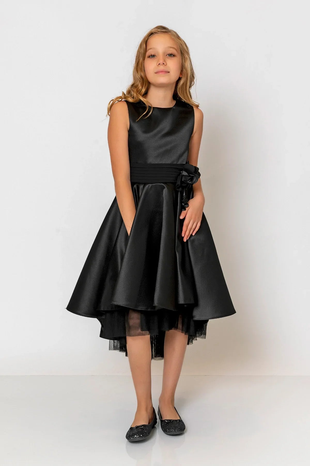 InCity Kids Girls Solid Round Neck Sleeveless Back Zipper Bridesmaid Dress InCity Boys & Girls