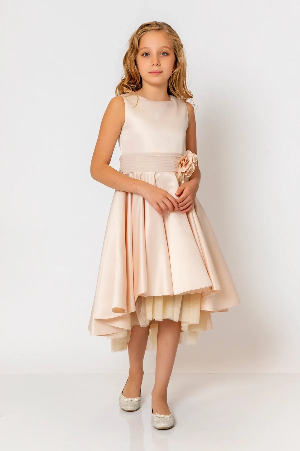 InCity Kids Girls Solid Round Neck Sleeveless Back Zipper Bridesmaid Dress InCity Boys & Girls