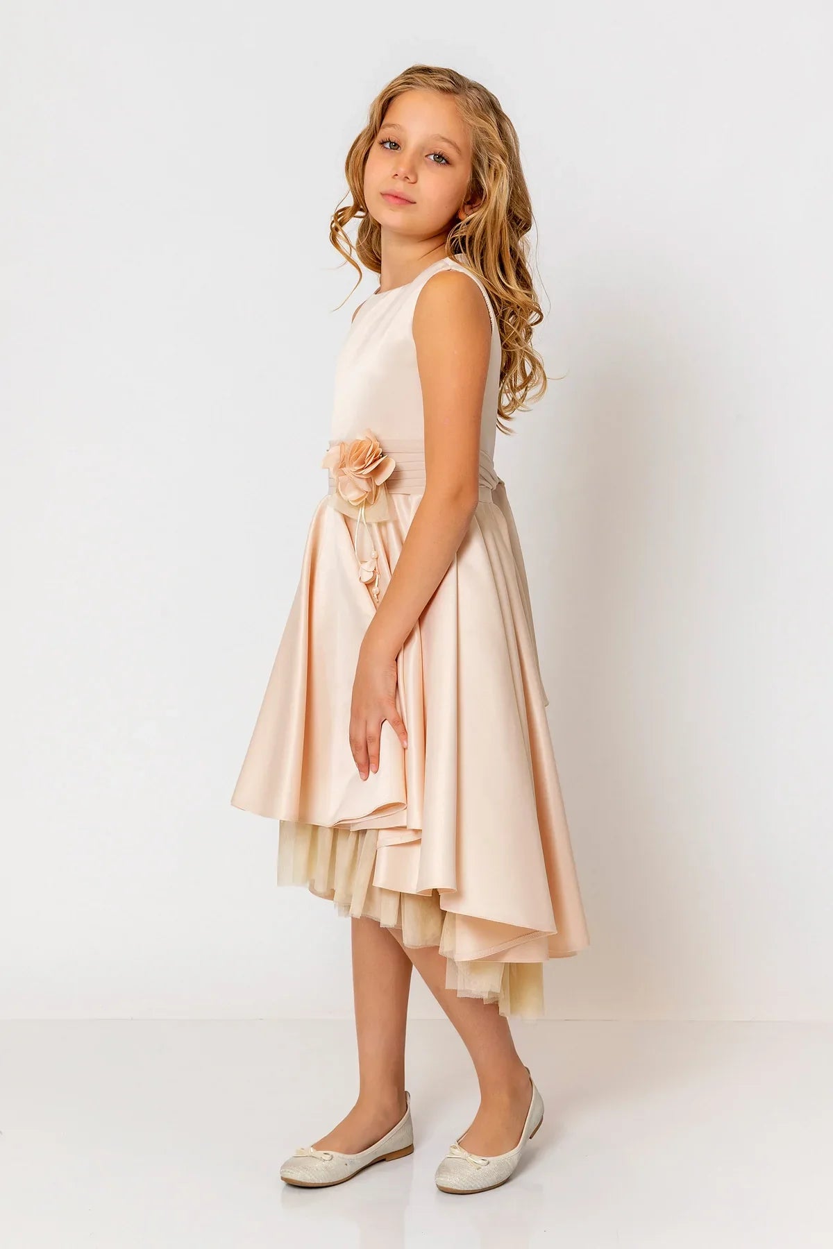 InCity Kids Girls Solid Round Neck Sleeveless Back Zipper Bridesmaid Dress InCity Boys & Girls