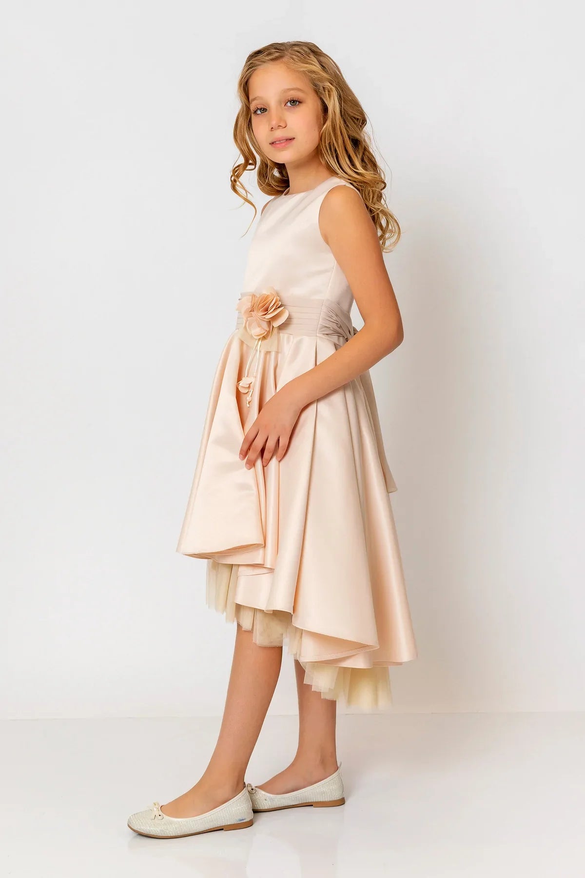 InCity Kids Girls Solid Round Neck Sleeveless Back Zipper Bridesmaid Dress InCity Boys & Girls