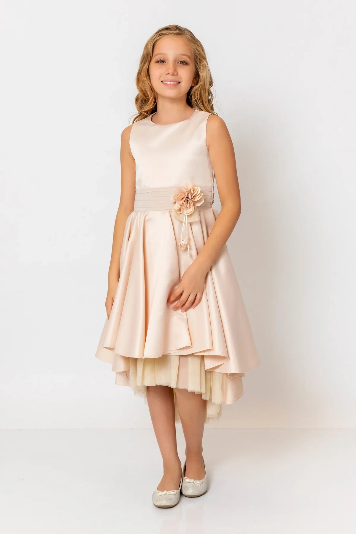 InCity Kids Girls Solid Round Neck Sleeveless Back Zipper Bridesmaid Dress InCity Boys & Girls