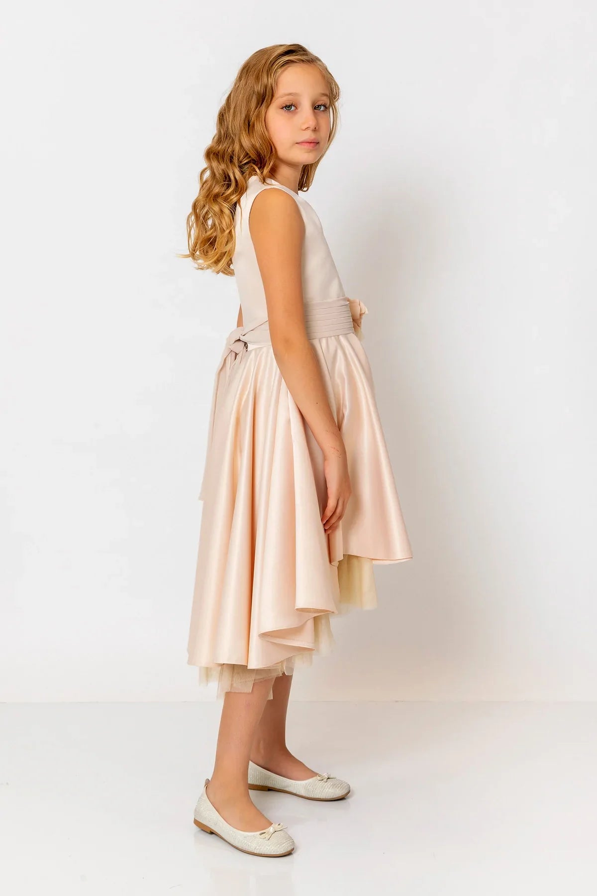 InCity Kids Girls Solid Round Neck Sleeveless Back Zipper Bridesmaid Dress InCity Boys & Girls