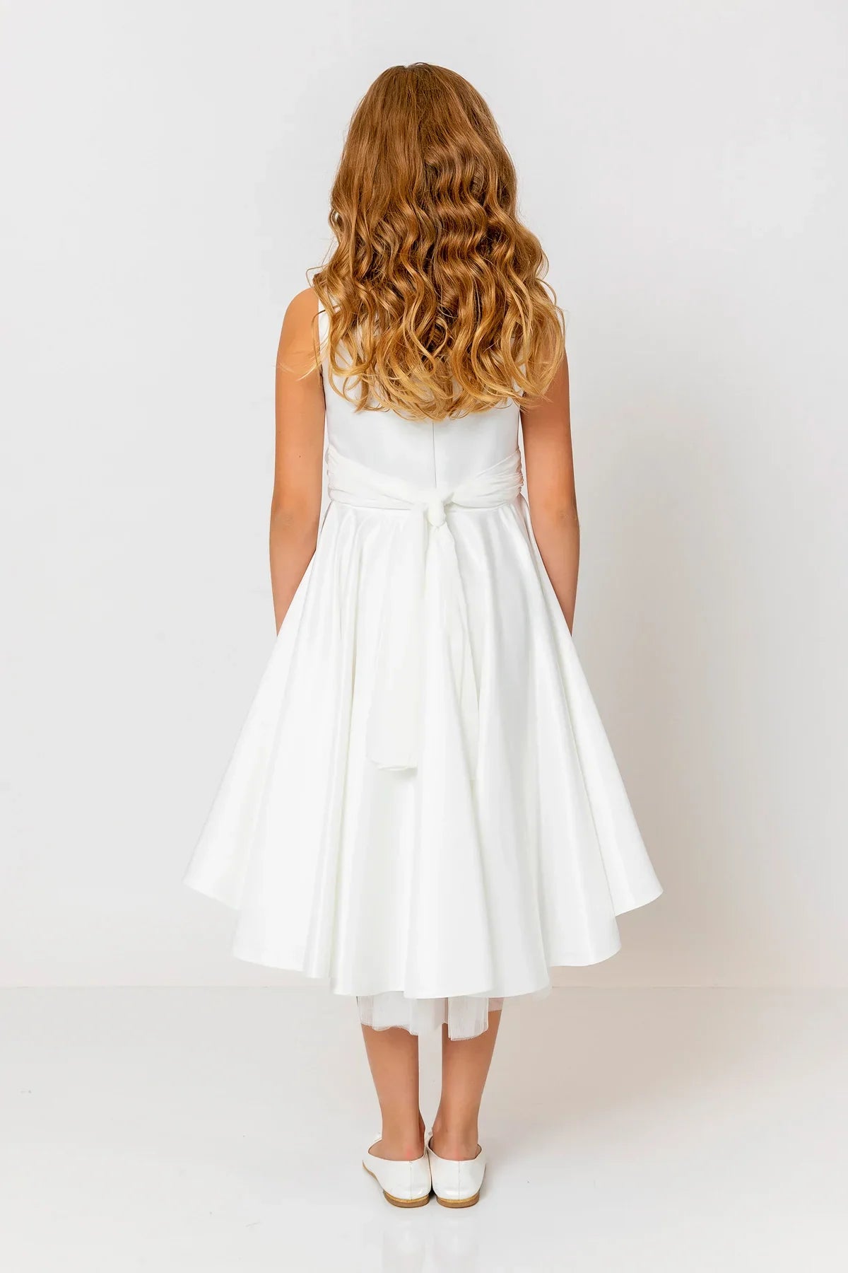 InCity Kids Girls Solid Round Neck Sleeveless Back Zipper Bridesmaid Dress InCity Boys & Girls