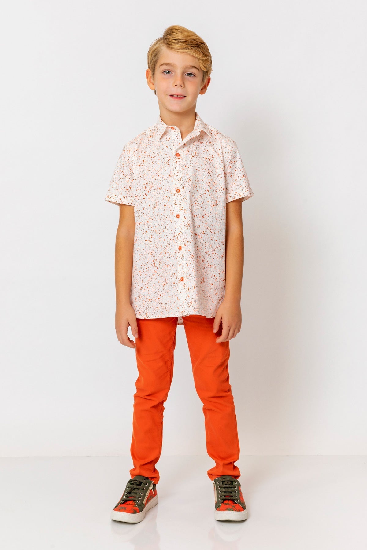 InCity Kids Boys Collared Short Sleeve Printed Button-Down Shirt InCity Boys & Girls