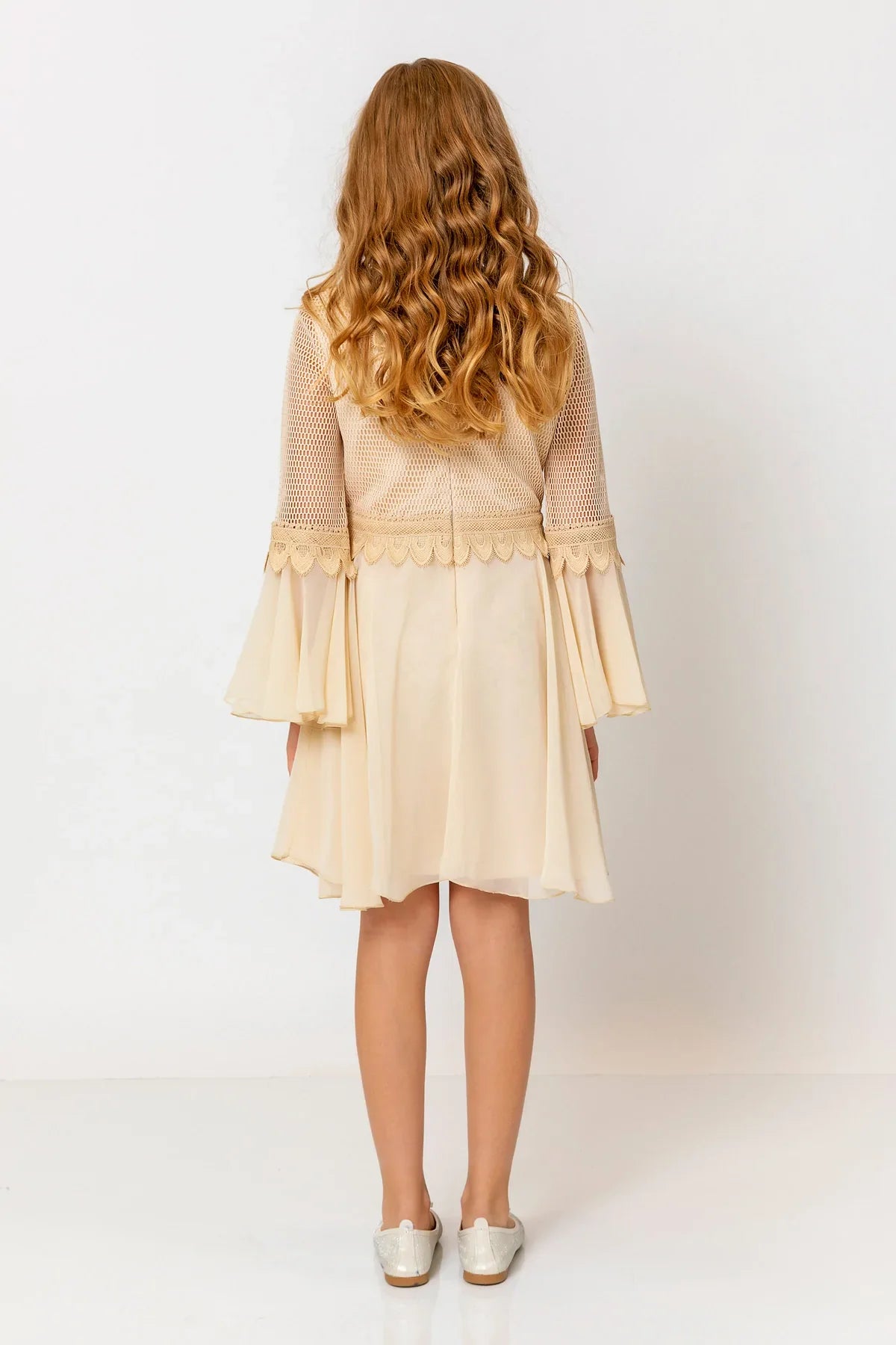 InCity Kids Girls Solid Flounce Sleeve Lace Tulle Dress InCity Boys & Girls