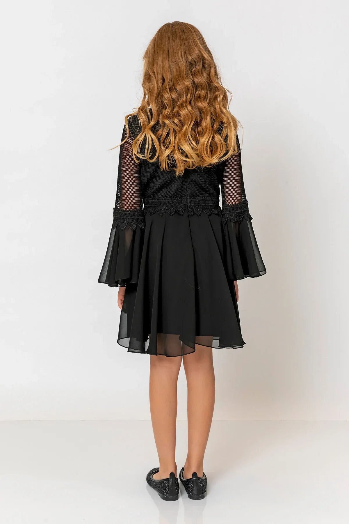 InCity Kids Girls Solid Flounce Sleeve Lace Tulle Dress InCity Boys & Girls