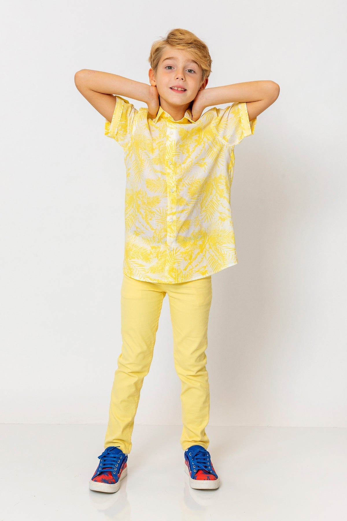 InCity Kids Boys Collared Short Sleeve Button Down Hawaiian Shirt InCity Boys & Girls