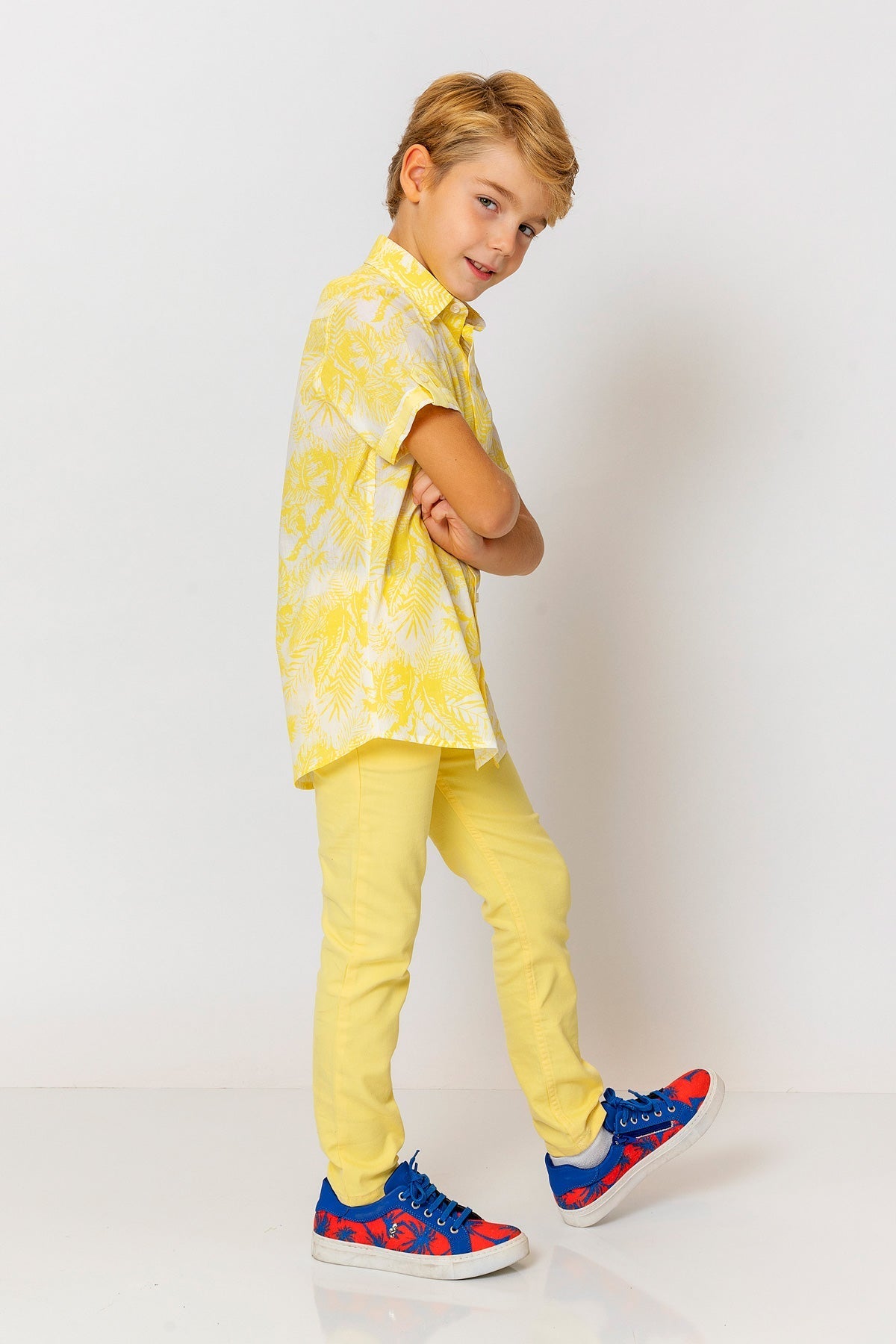 InCity Kids Boys Collared Short Sleeve Button Down Hawaiian Shirt InCity Boys & Girls