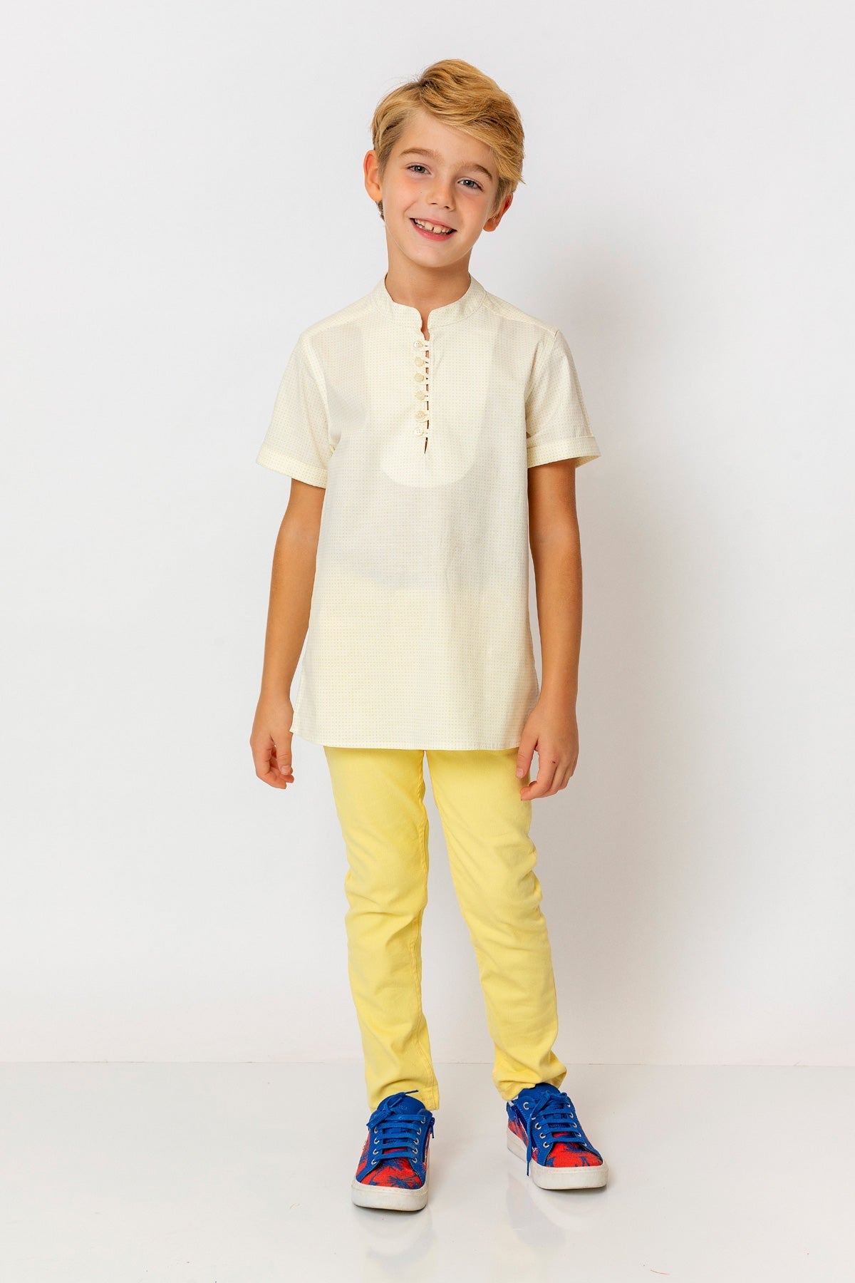 InCity Kids Boys Round Neck Short Sleeve Half Button Shirt InCity Boys & Girls