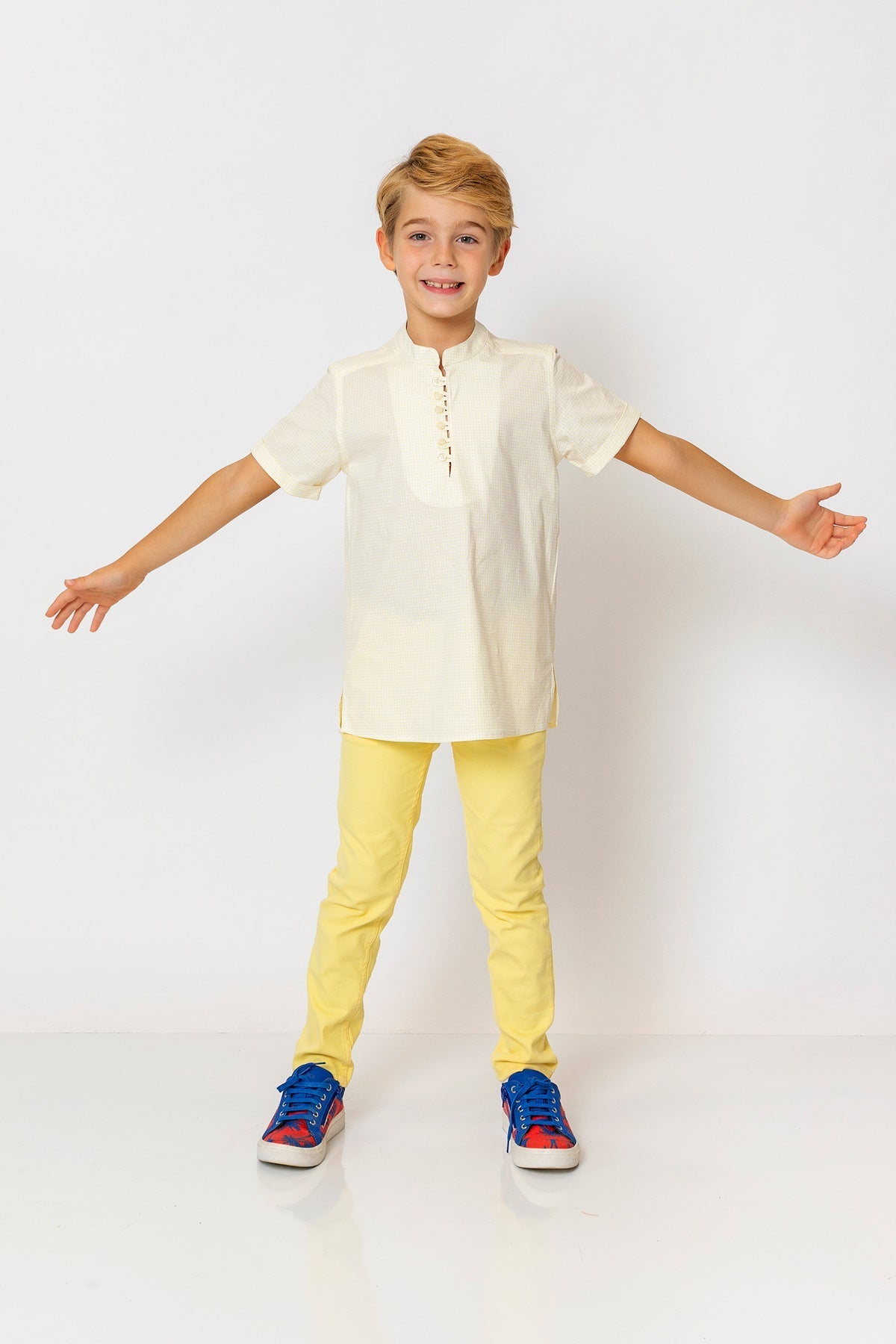 InCity Kids Boys Round Neck Short Sleeve Half Button Shirt InCity Boys & Girls