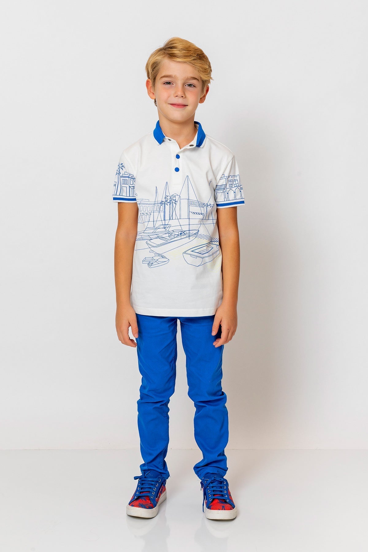 InCity Kids Boys Printed Button Short Sleeve Yacht Polo Shirt InCity Boys & Girls