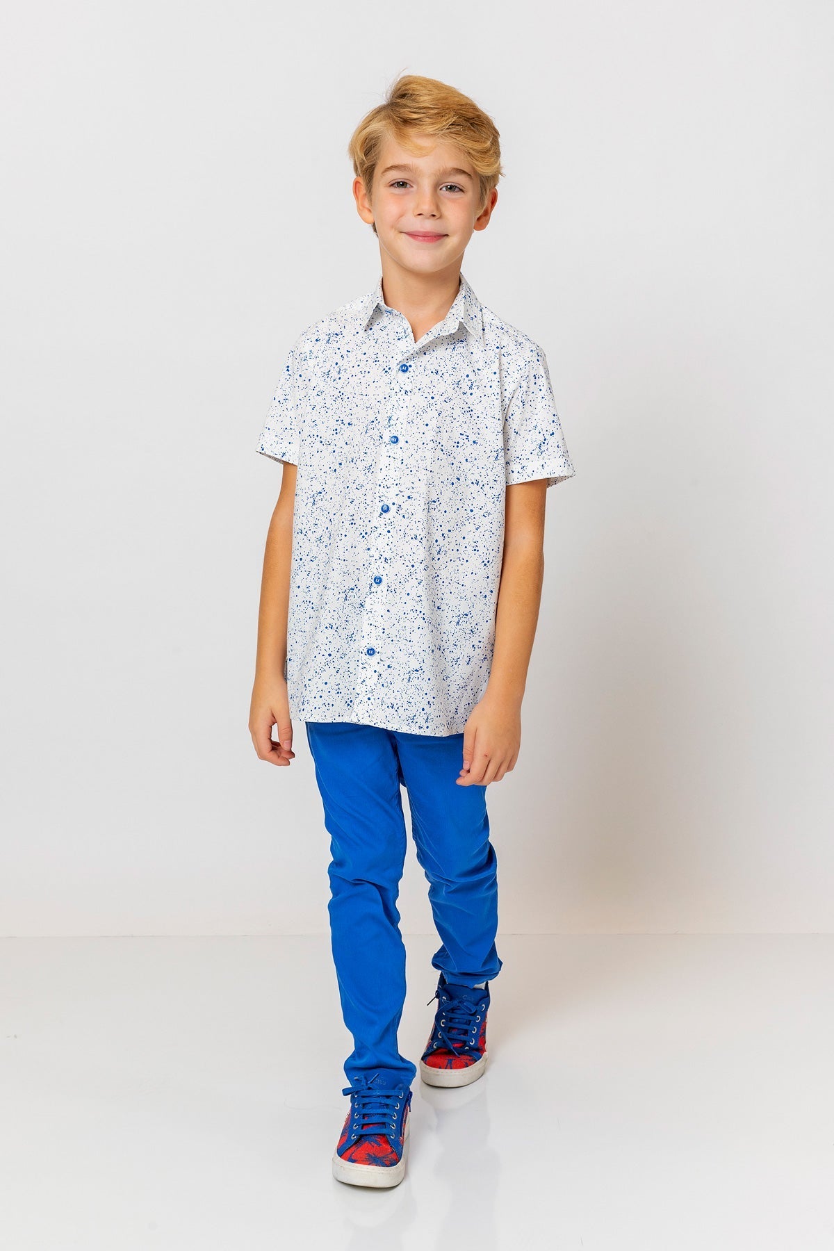 InCity Kids Boys Collared Short Sleeve Printed Button-Down Shirt InCity Boys & Girls