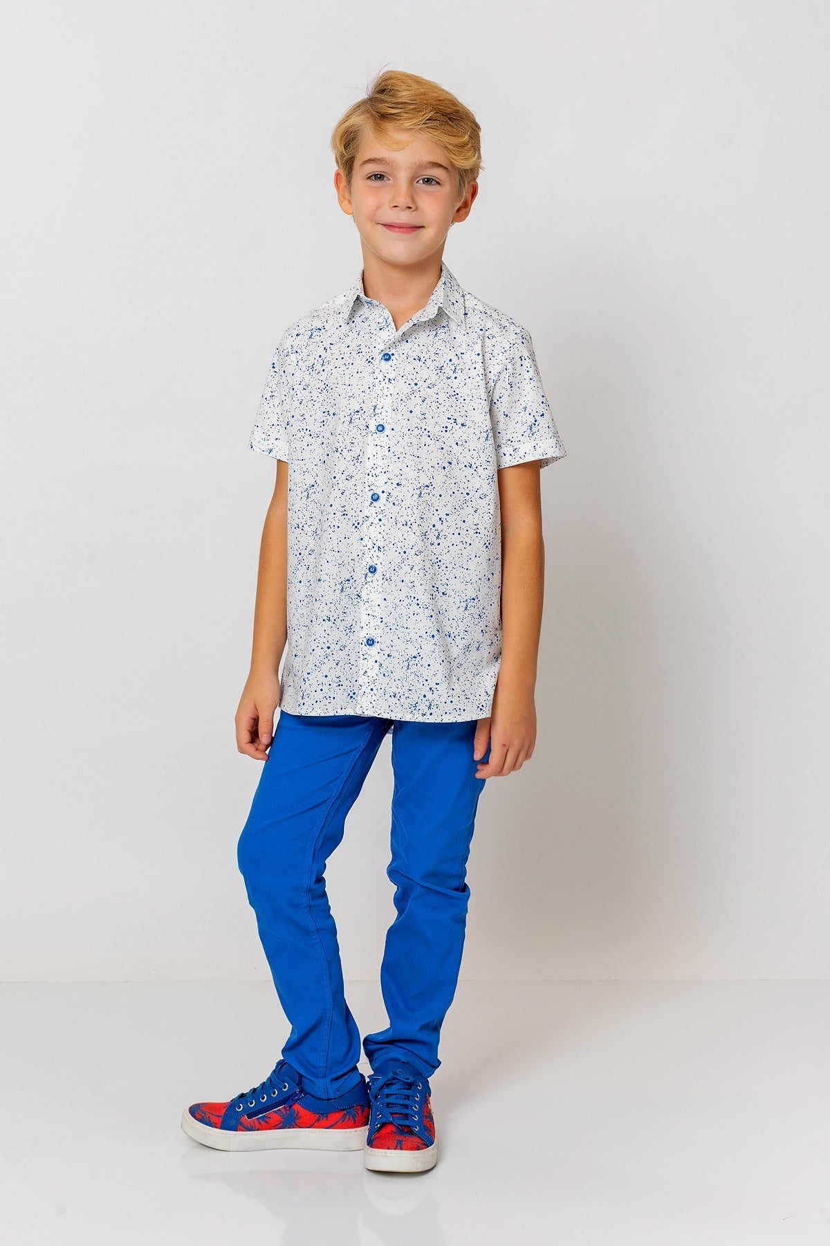 InCity Kids Boys Collared Short Sleeve Printed Button-Down Shirt InCity Boys & Girls