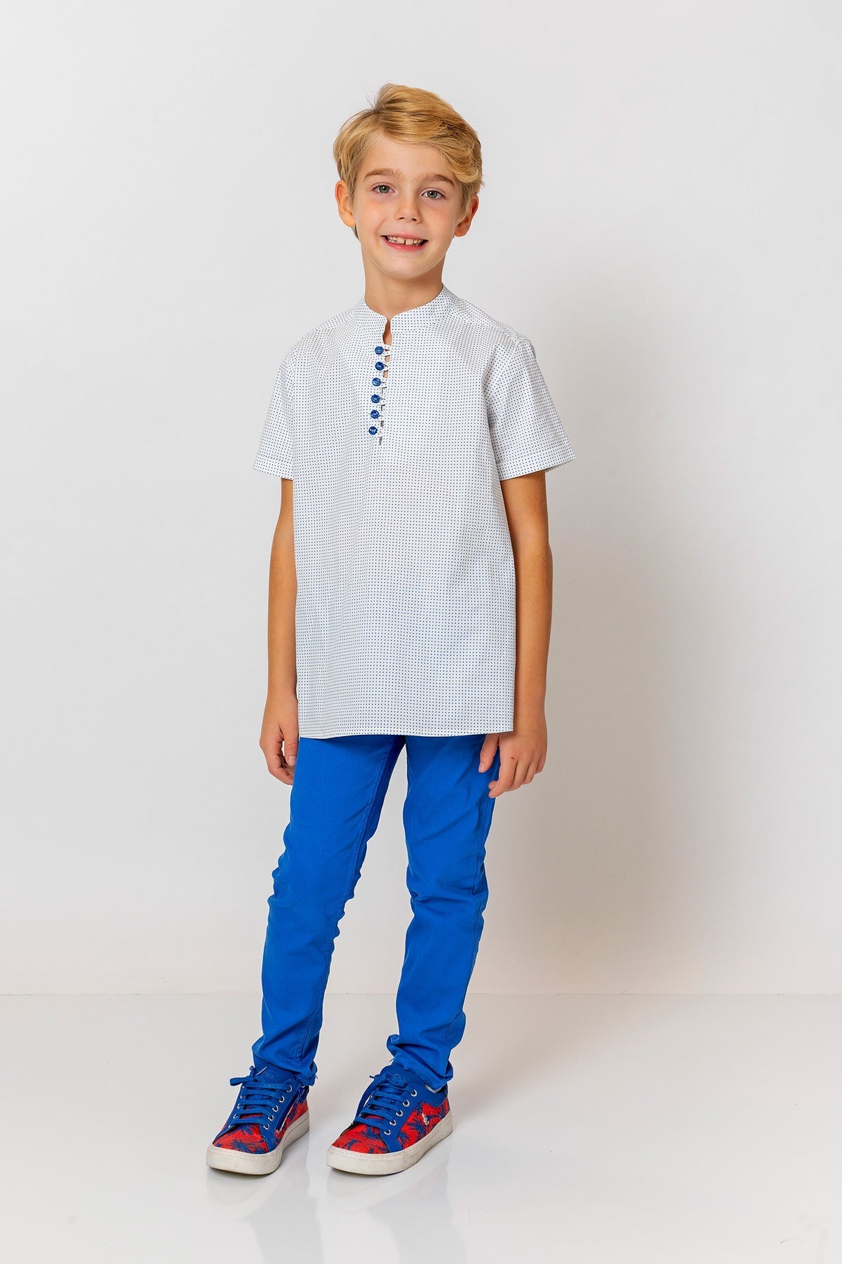 InCity Kids Boys Round Neck Short Sleeve Half Button Shirt InCity Boys & Girls