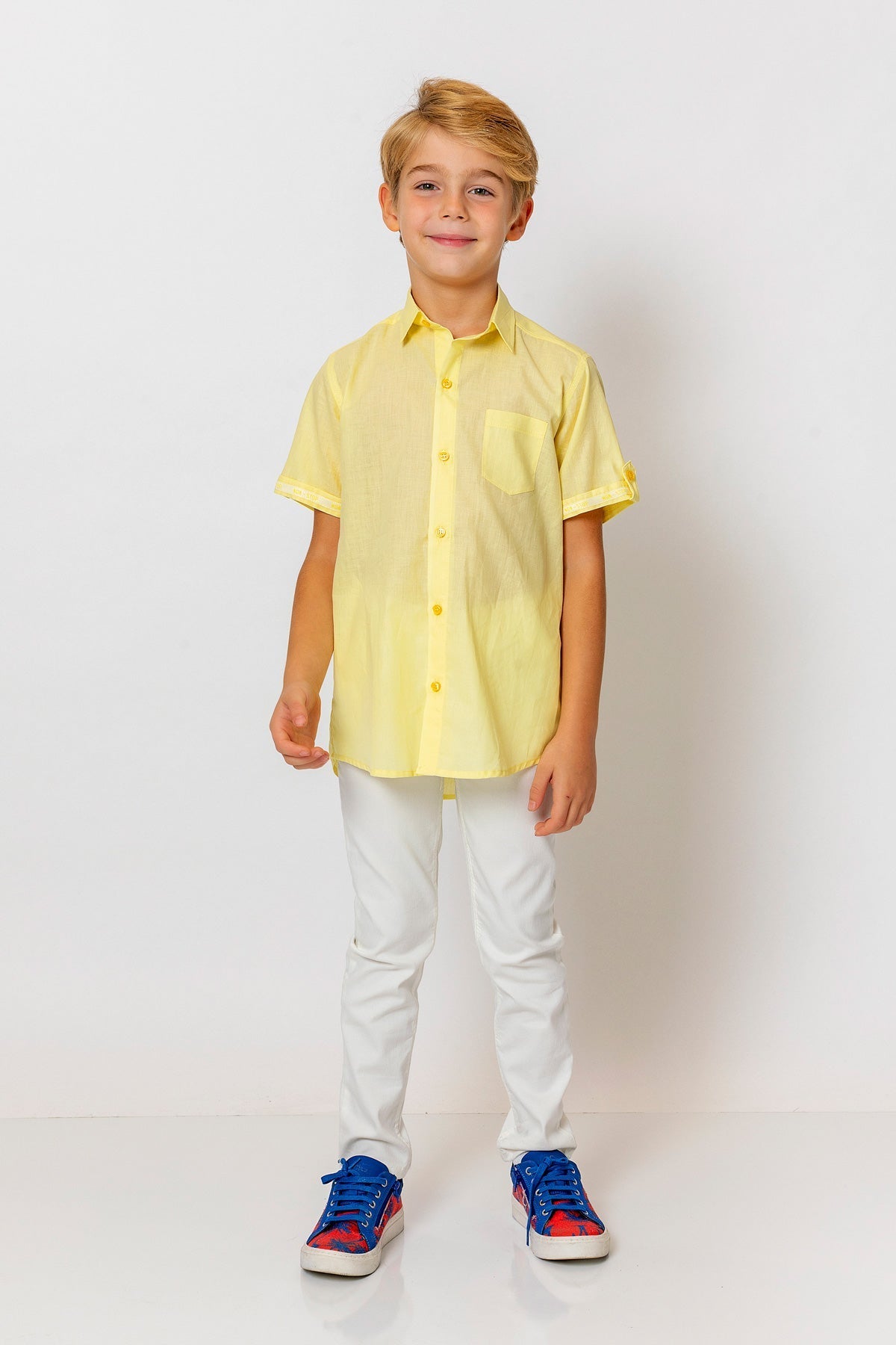 InCity Kids Boys Collared Short Sleeve Solid Pocket Button-Down Shirt InCity Boys & Girls