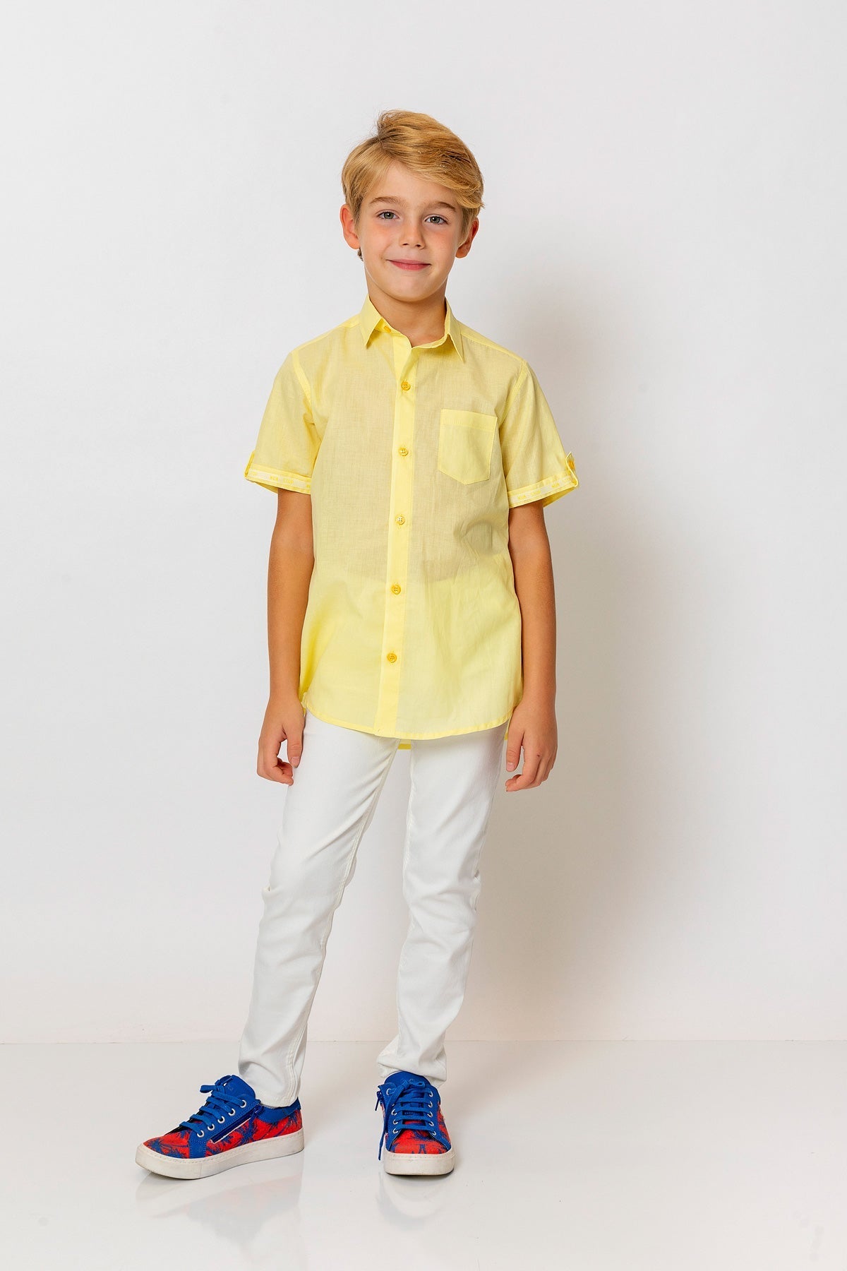 InCity Kids Boys Collared Short Sleeve Solid Pocket Button-Down Shirt InCity Boys & Girls