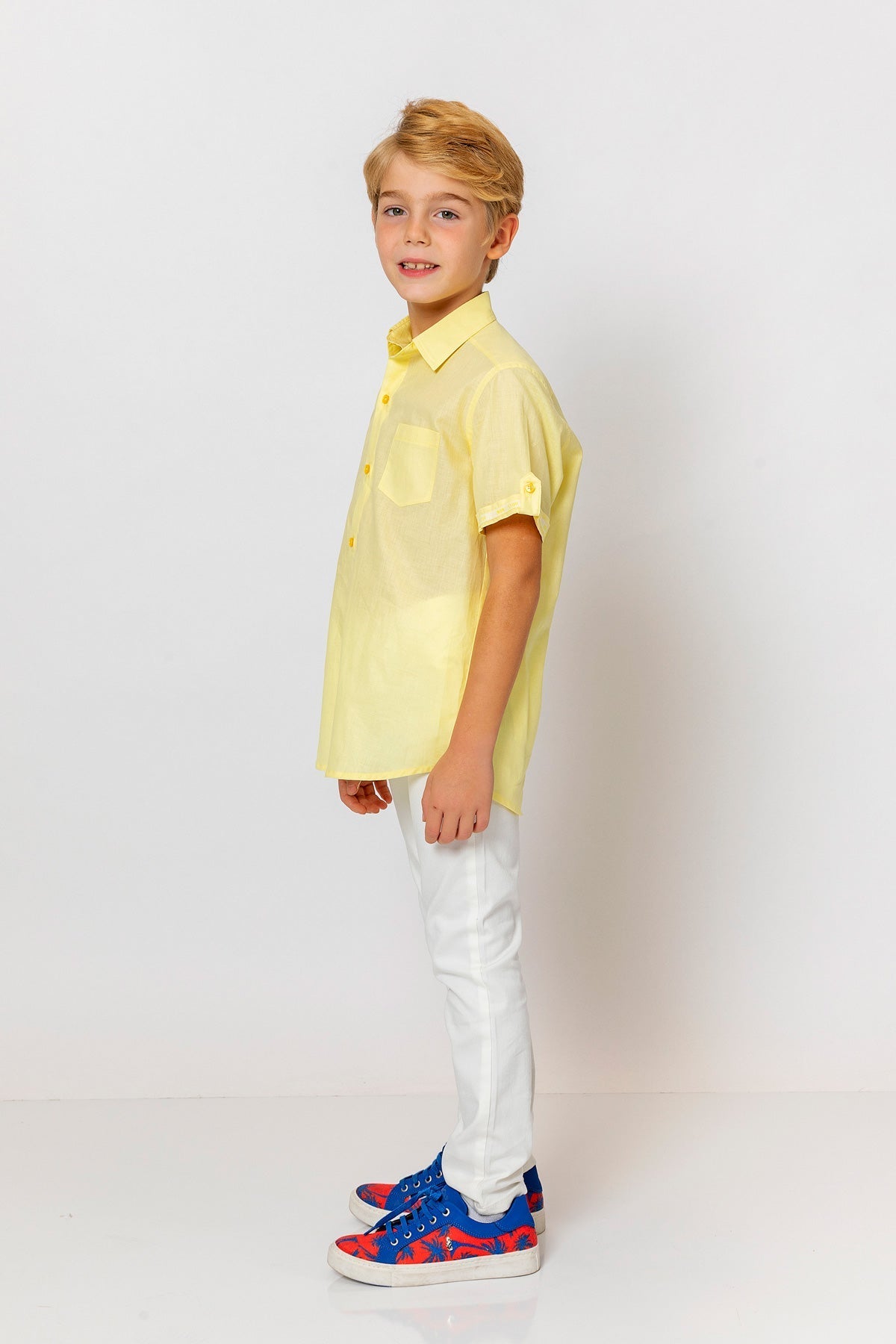 InCity Kids Boys Collared Short Sleeve Solid Pocket Button-Down Shirt InCity Boys & Girls