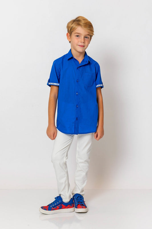 InCity Kids Boys Collared Short Sleeve Solid Pocket Button-Down Shirt InCity Boys & Girls